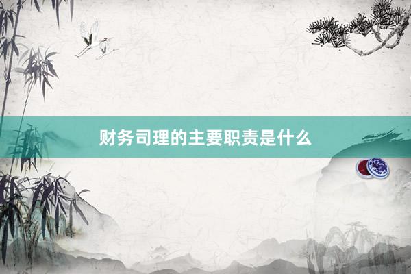 财务司理的主要职责是什么